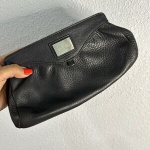 Cole Haan Pebbled Leather -‎ Magnetic Closure - Clutch Bag Small, Black EUC